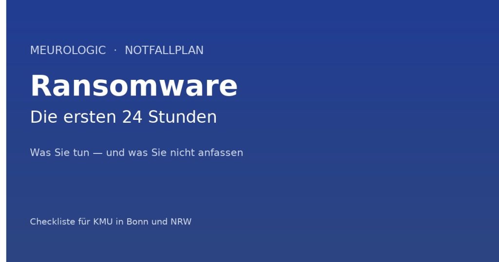 Typografisches Header-Bild: Notfallplan Ransomware, die ersten 24 Stunden